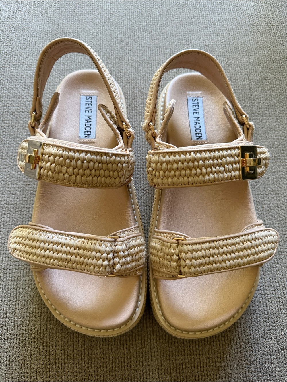 Steve Madden Women’s Beige Woven Strap Sandals